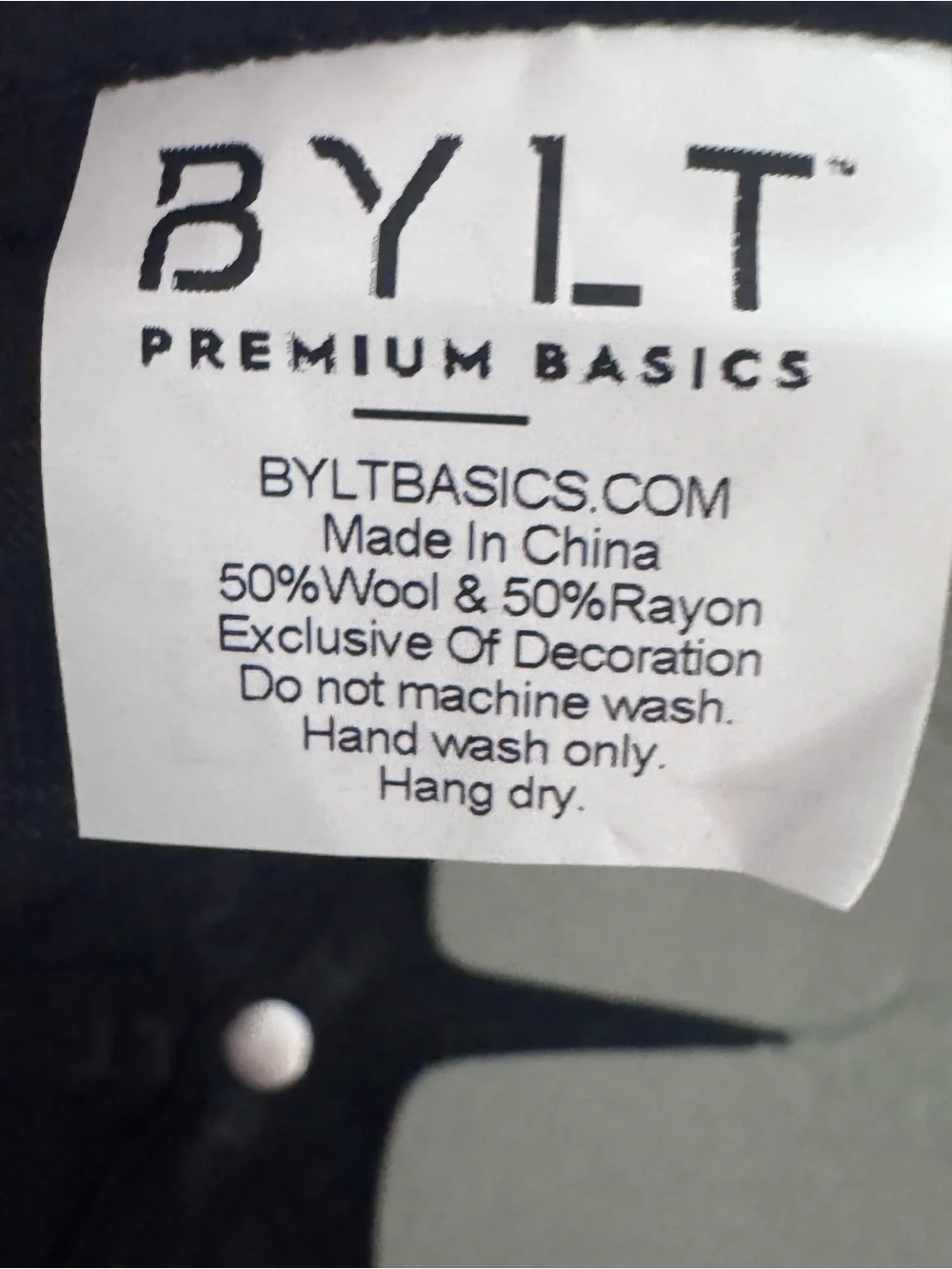 BYLT Basics Black Men's adjustable wool blend Baseball hat Cap NWOT